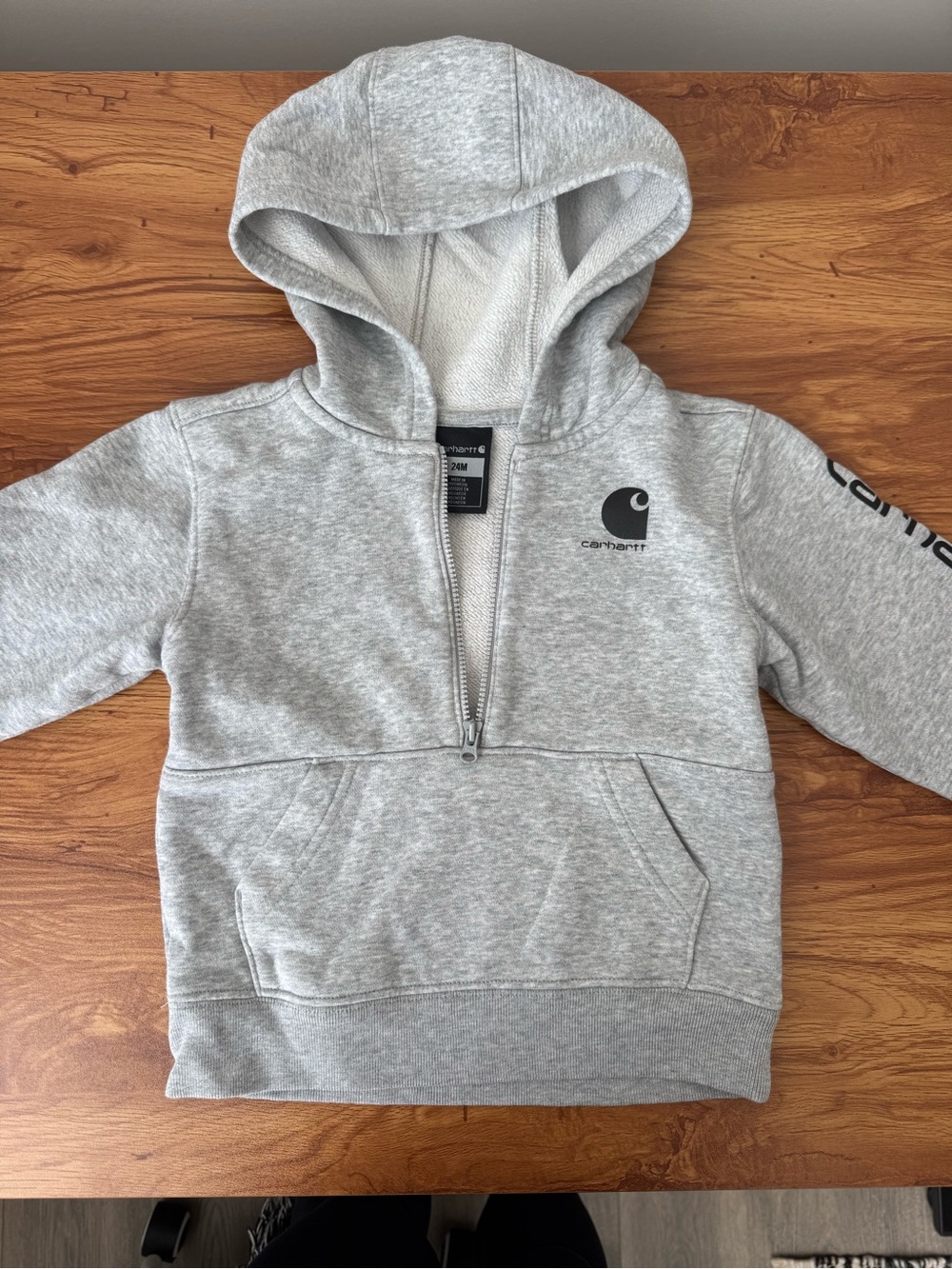Carhartt Kids Light Gray Half-Zip Pullover Hoodie